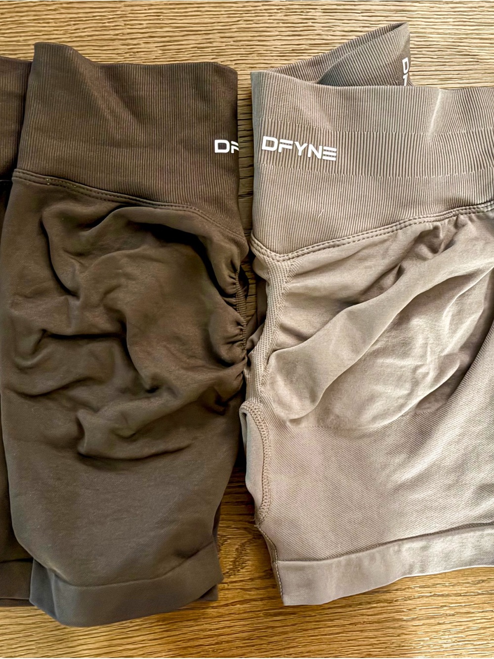 DFYNE Women's High-Waist Athletic Shorts - Brown & Taupe